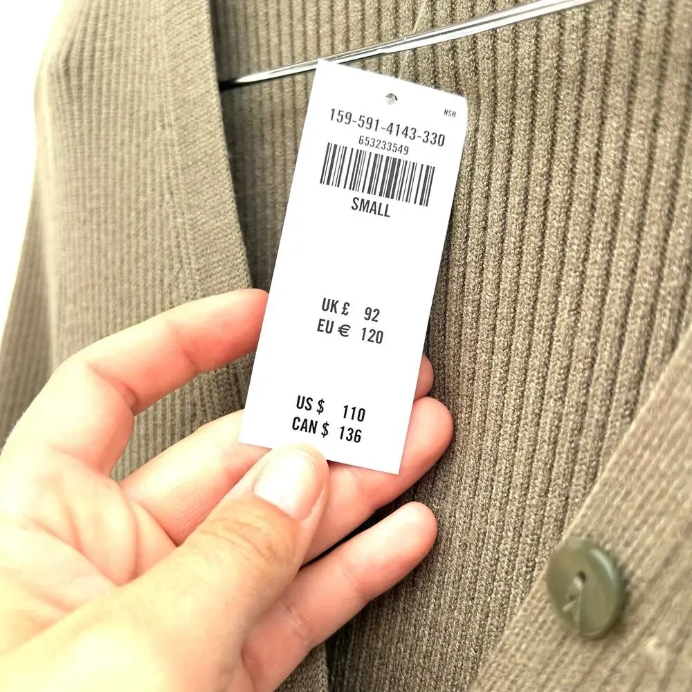 New Abercrombie & Fitch Button Front Ribbed Maxi Sweater Dress Olive Green Small